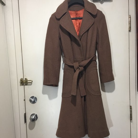 VINTAGE MALANSON LONG WOOL BELTED COATS SIZE M - Picture 1 of 9